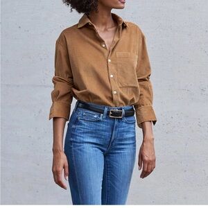 AYR The Deep End Corduroy Button Up Shirt Chipwich Tan Womens Camel Sz XL